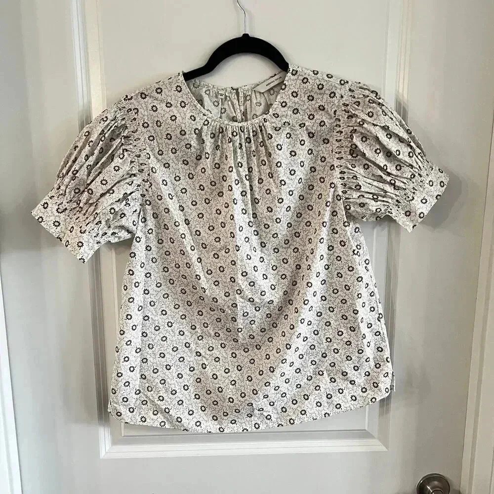 1113 Rebecca Taylor Speckled Fleur Poplin Blouse Size Small - Picture 6 of 10